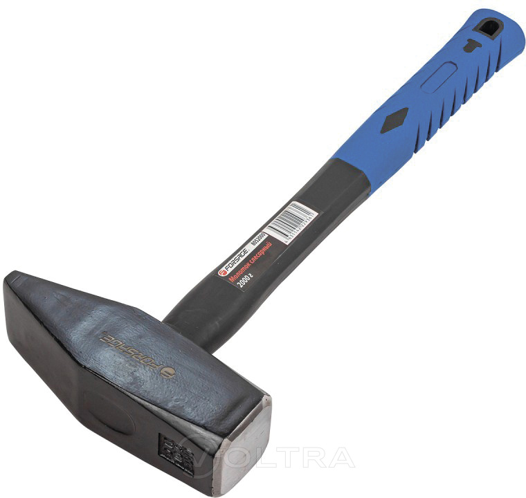 Молоток слесарный с фиберглассовой ручкой и резиновой противоскользящей накладкой 2000г Forsage F-8052000