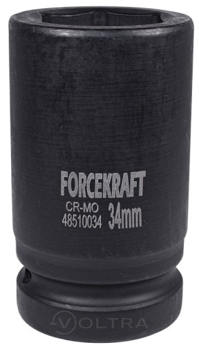 Головка ударная глубокая 1'' 34мм (6гр.) ForceKraft FK-48510034
