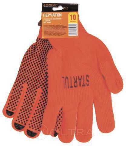 Перчатки утепленные акриловые с ворсом ПВХ "Точка" 10 р-р Startul (ST7109-10)