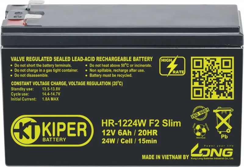 Аккумуляторная батарея Kiper F2 Slim 12V/6Ah (HR-1224W)