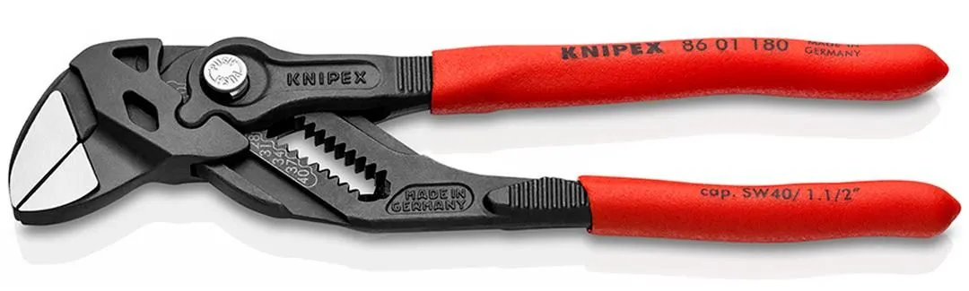 Клещи переставные-гаечный ключ 40мм (1 1/2") 180мм серые обливные рукоятки Knipex (8601180)