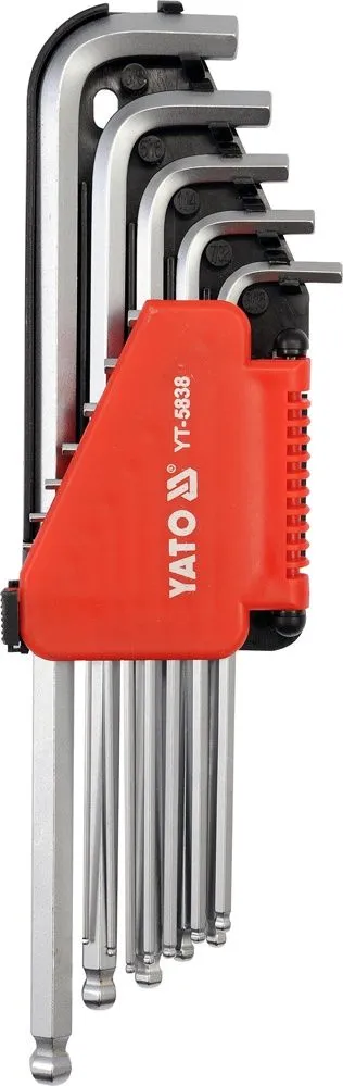 Ключи TORX с отверстием T10-T50 удлиненные S2 9шт Yato YT-05633