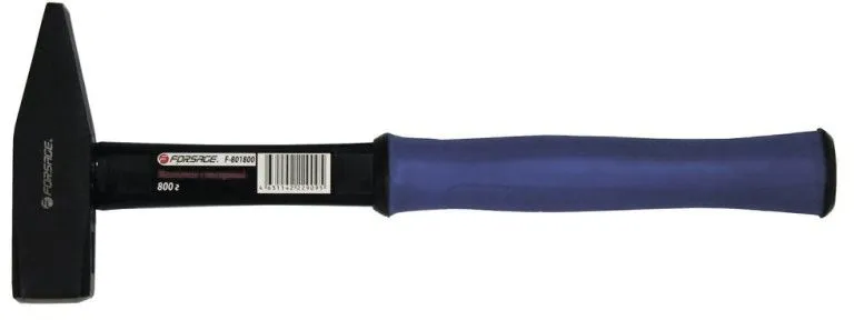 Молоток слесарный с фиберглассовой ручкой и резиновой противоскользящей накладкой 800г Forsage F-801800