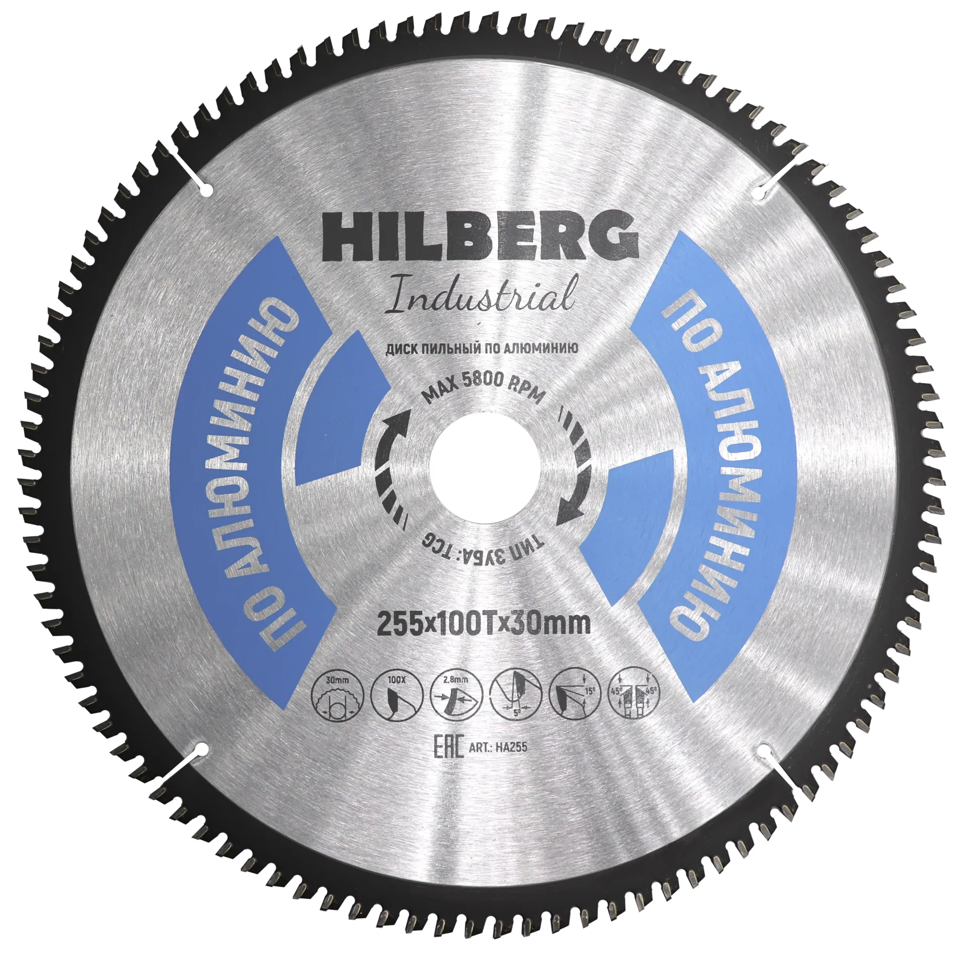 Диск пильный по алюминию 255х100Tx30мм Hilberg Industrial HA255