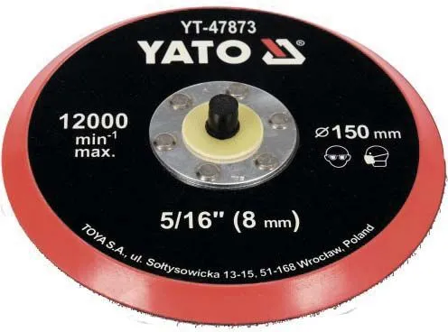 Насадка резиновая шлифовальная 150мм 5/16" (8мм) с липучкой Yato YT-47873