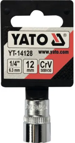 Головка торцевая 1/4" 6гр.12мм L25мм CrV Yato YT-14128