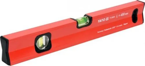 Уровень алюминиевый с ручкой 2 глазка 400мм с магнитом Yato YT-30060