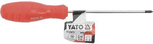 Отвертка крестовая магнитная PH0х100мм CrV 6150 Yato YT-25670