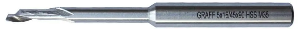 Фреза концевая по алюминию и пластику 4х16/45х90х8мм однозаходная HSS M35 удлиненная Graff (1404168)