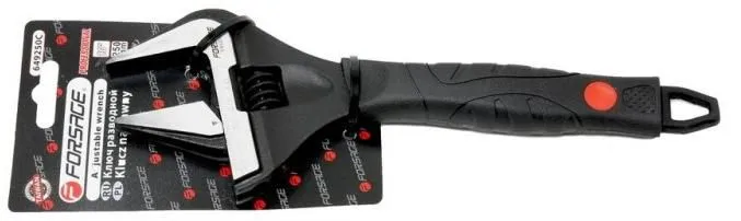 Ключ разводной с прорезиненной рукояткой 12''-300мм (захват 0-60мм, кованная сталь) Forsage F-649300C