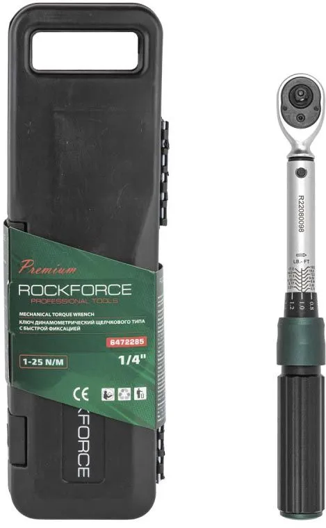 Ключ динамометрический щелчкового типа с быстрой фиксацией "Premium" 1-25Нм 1/4" Rock Force RF-6472285