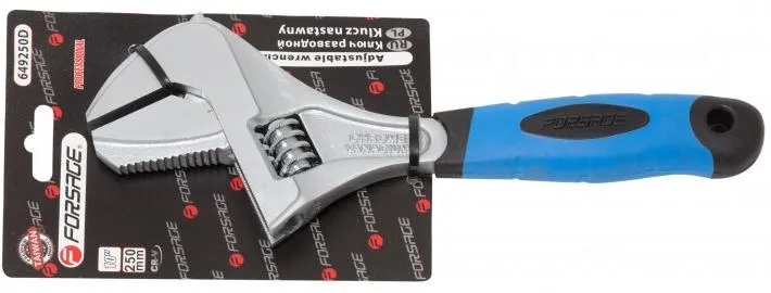 Ключ разводной двухзахватный с переставной губкой и прорезиненной рукояткой 10''-250мм (захват 50мм) Forsage F-649250D