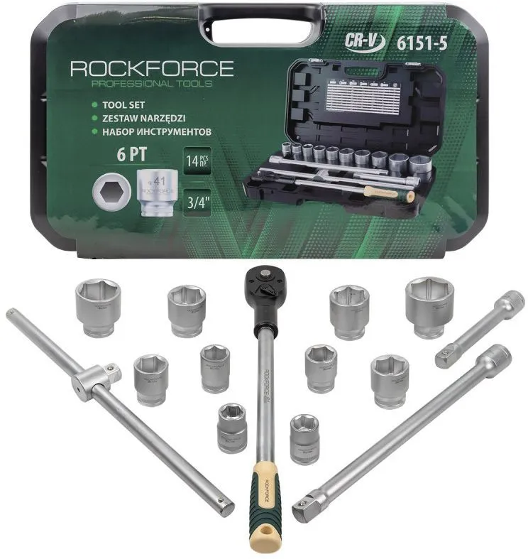 Набор инструментов 14пр. 3/4'' 6гр. 22-50мм RockForce RF-6151-5