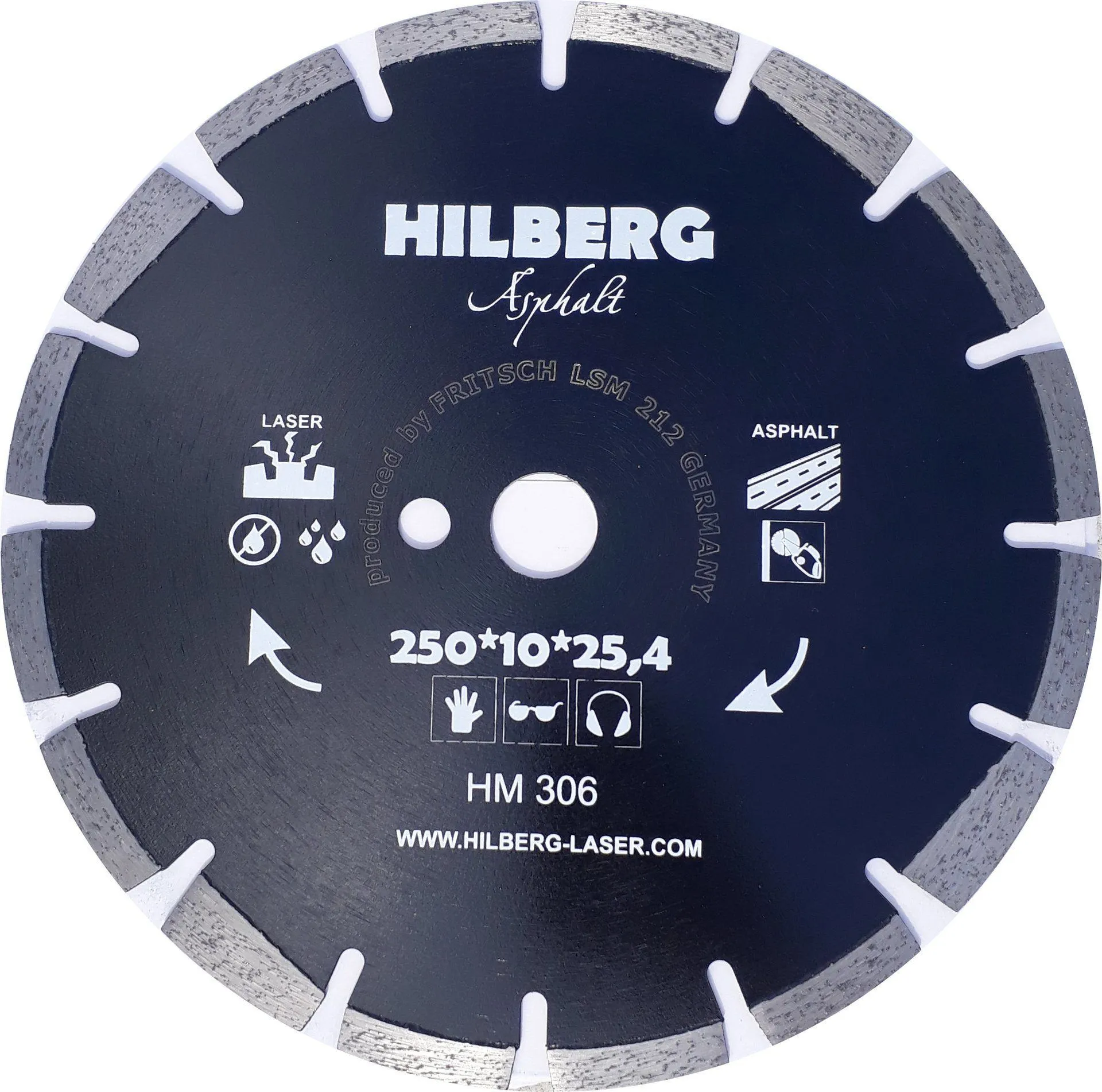 Диск алмазный отрезной по асфальту 250x25.4 Hilberg Hard Materials Laser HM306