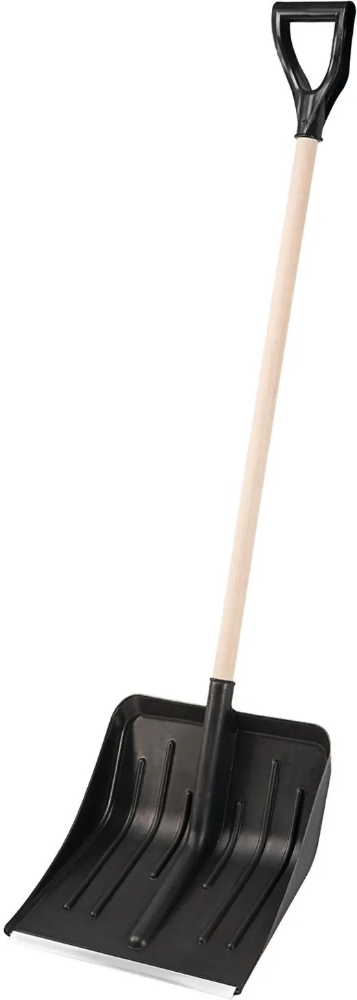 Лопата для уборки снега пластиковая 405х420х1415мм деревянный черенок Sparta (61640)