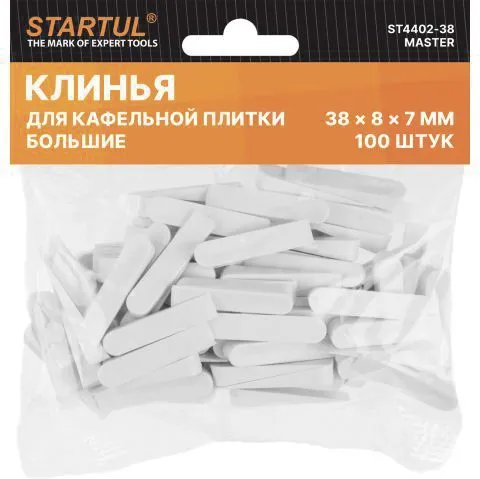 Клин для плитки большой 38х8х7мм 100шт Startul MASTER (ST4402-38)