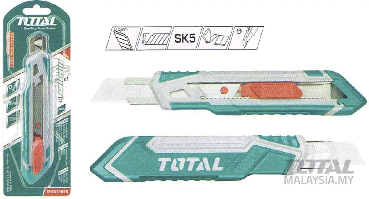 Нож канцелярский выдвижной Total THT511816