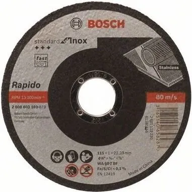 Круг отрезной 115х1.0x22.2мм для нержавеющей стали Standard Bosch (2608603169)