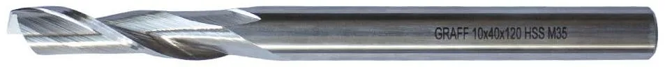 Фреза концевая по алюминию и пластику 10х40х120х10мм однозаходная HSS M35 Graff (139104012)