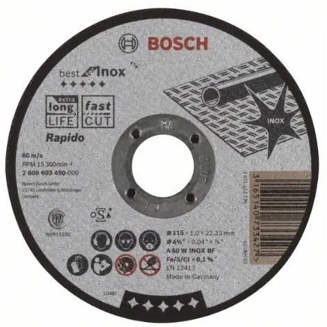 Круг отрезной 115х1x22.2мм для нерж. стали Best Bosch (2608603490)