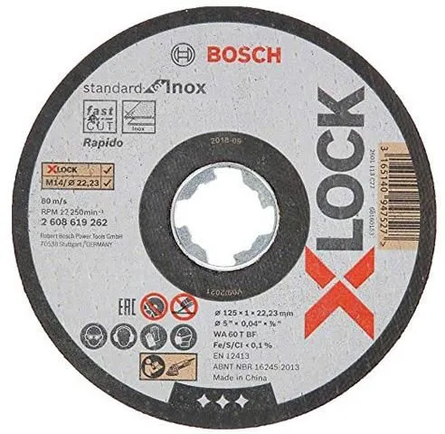 Круг отрезной 125х1x22.2мм для нерж. стали X-LOCK Standard for Inox Bosch (2608619262)