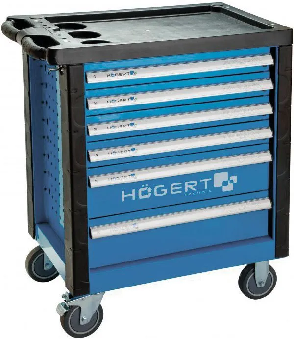 Тележка инструментальная 6 ящиков усиленный пластиковый верх HOEGERT HT7G046