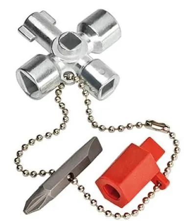 Ключ крестовой 4-лучевой для стандартных шкафов и систем запирания 44мм Knipex (001102)