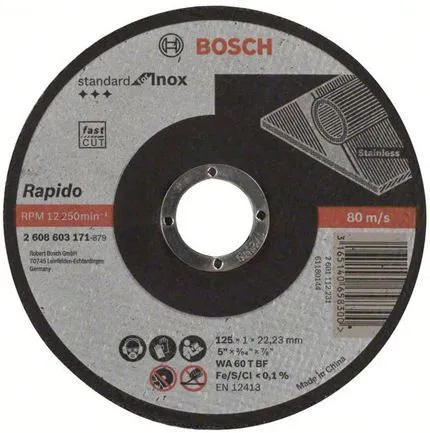 Круг отрезной 125х1.0x22.2мм для нерж. стали Standart Bosch (2608603171)