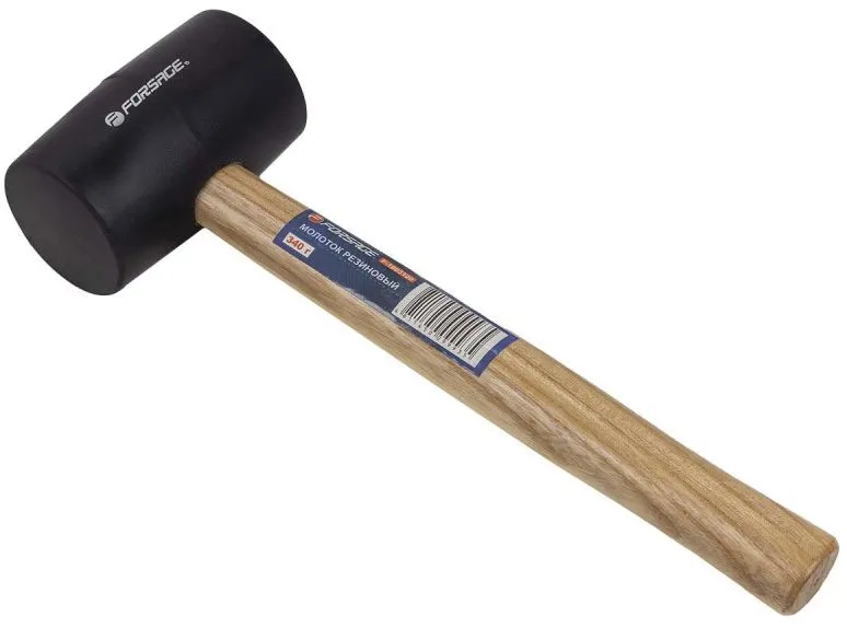 Киянка резиновая с деревянной ручкой 340г Ø45мм Forsage F-1803120