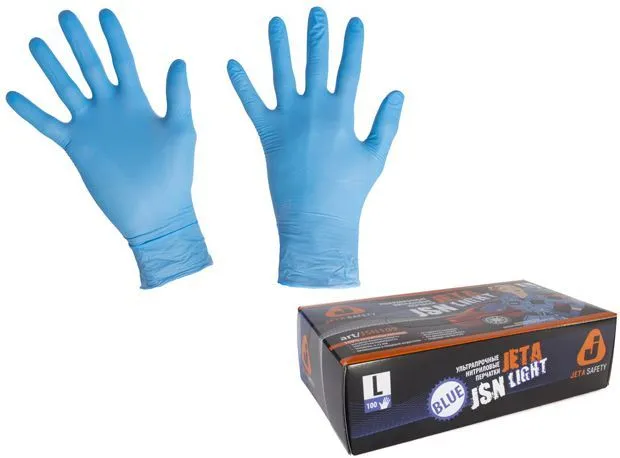 Перчатки нитриловые Light р-р 8/M синие.Jeta Safety (JSN108) 100шт