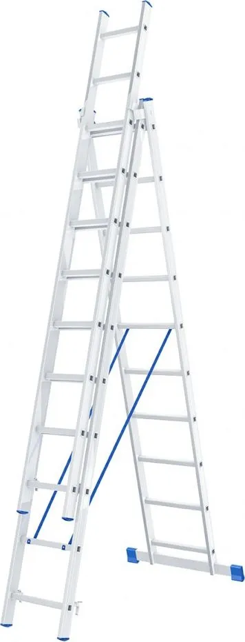 Лестница алюминиевая трехсекционная 10 ступеней Сибртех (97820)
