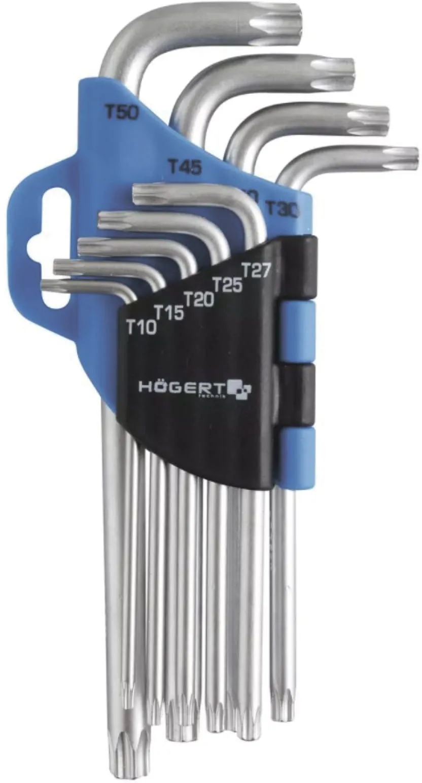 Набор Г-образных ключей TORX Т10-Т50 CrV 9шт. HOEGERT HT1W814