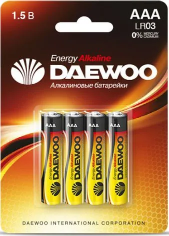 Батарейка AAA LR03 1,5V alkaline BL-4шт Daewoo Energy (4690601030399)