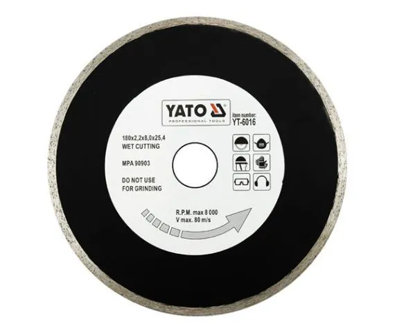 Круг алмазный 200x25,4мм (сплошной) Yato YT-6017