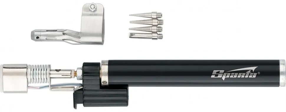 Горелка газовая тип карандаш + 4 насадки для пайки 200мм Sparta (914325)