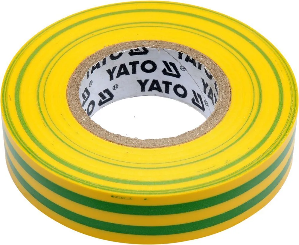 Изолента ПВХ 15мм х 20м х 0.13мм (желто-зеленая) Yato YT-81593