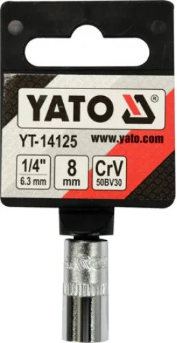 Головка торцевая 1/4" 6гр. 8мм L25мм CrV Yato YT-14125