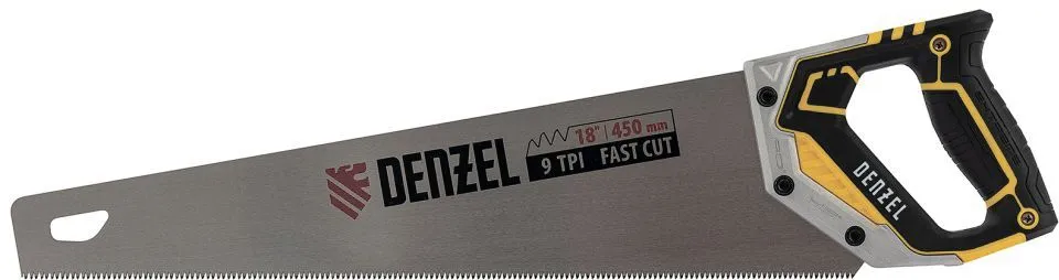 Ножовка по дереву 450мм 9 TPI зуб 3D Denzel (24140)