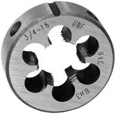 Плашка круглая для дюймовой резьбы UNF 3/4 16 ниток 9ХС Волжский Инструмент 5210003