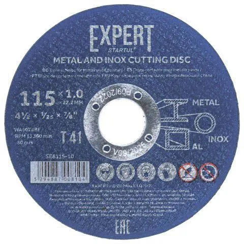 Круг отрезной 115х1.0x22.2мм для металла и нерж. стали Startul EXPERT (SE8115-10)