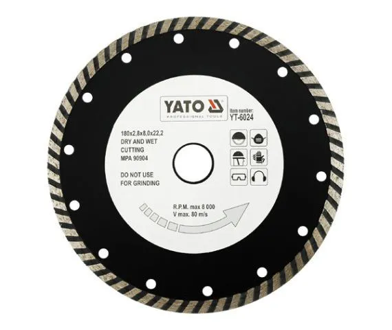 Круг алмазный 180x22,2мм (турбо) Yato YT-6024
