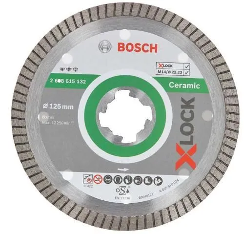 Алмазный круг 125х22мм по керамике Turbo X-LOCK Best for Ceramic Extraclean BOSCH (2608615132)