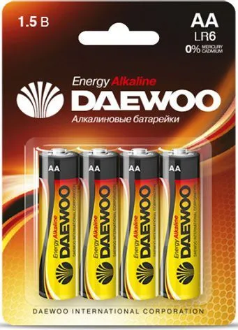 Батарейка AA LR6 1,5V alkaline BL-4шт Daewoo Energy (4690601030368)