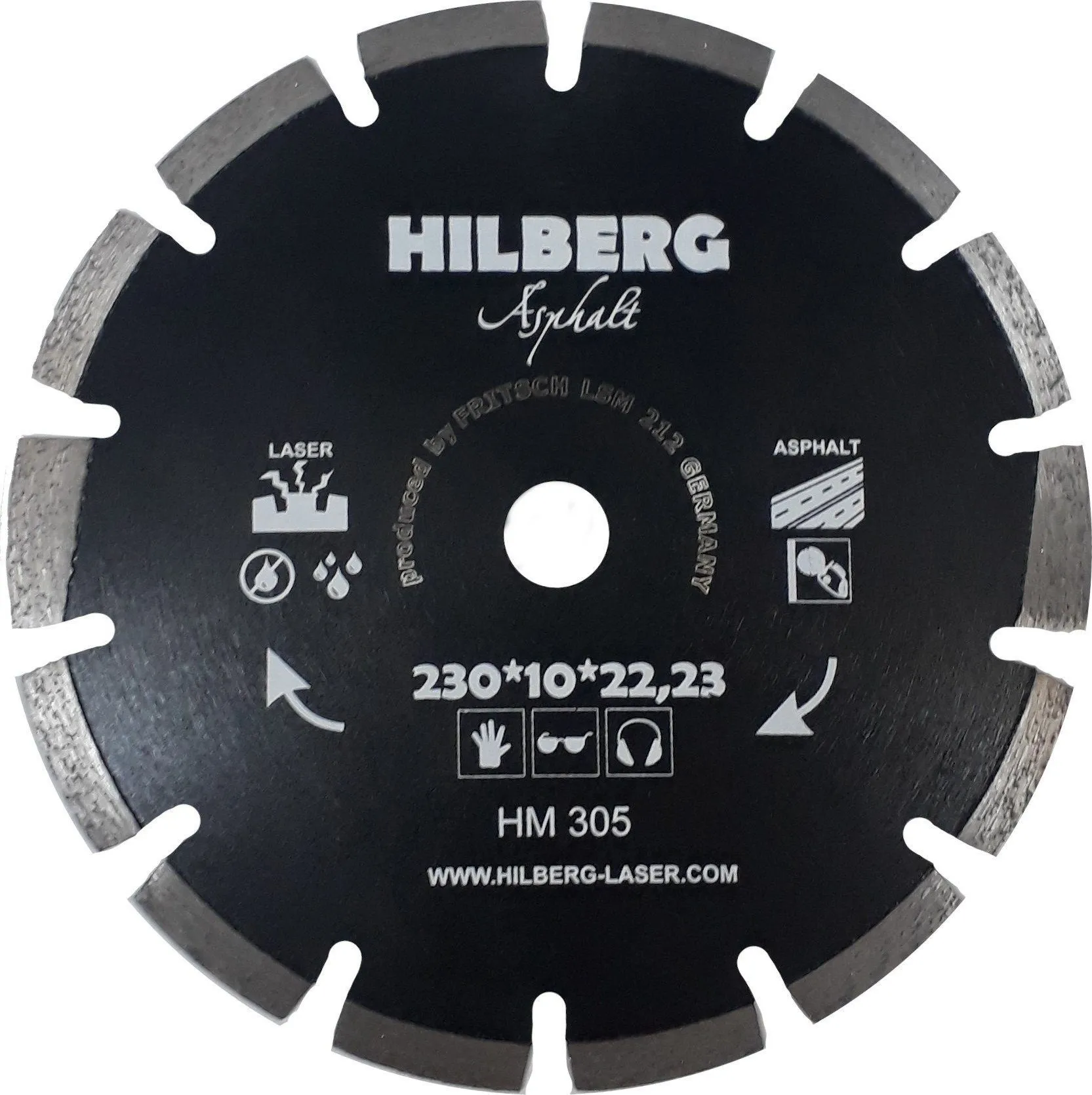 Диск алмазный отрезной по асфальту 230x22.23 Hilberg Hard Materials Laser HM305