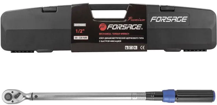 Ключ динамометрический щелчкового типа с быстрой фиксацией "Premium" 60-330Нм 1/2" Forsage F-6474660