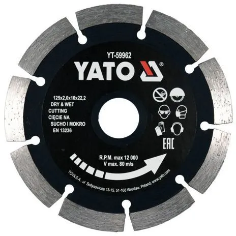 Круг алмазный 125x22.2x2.0мм (сегмент) Yato YT-59962