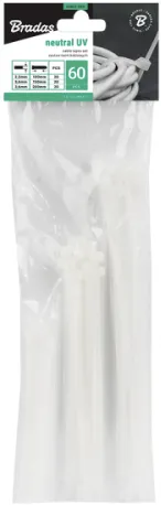 Хомуты пластмассовые белые 2.5х100 / 3.6х150 / 3.6х200мм (60шт) Bradas (TS1101NSET)