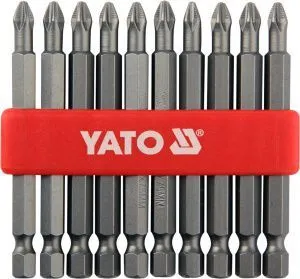 Бита PH2х75мм 1/4" (10шт) S2 HRC58-62 Yato YT-0480