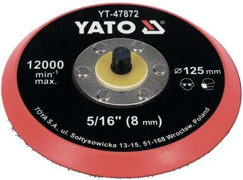 Насадка резиновая шлифовальная 125мм 5/16" (8мм) с липучкой Yato YT-47872