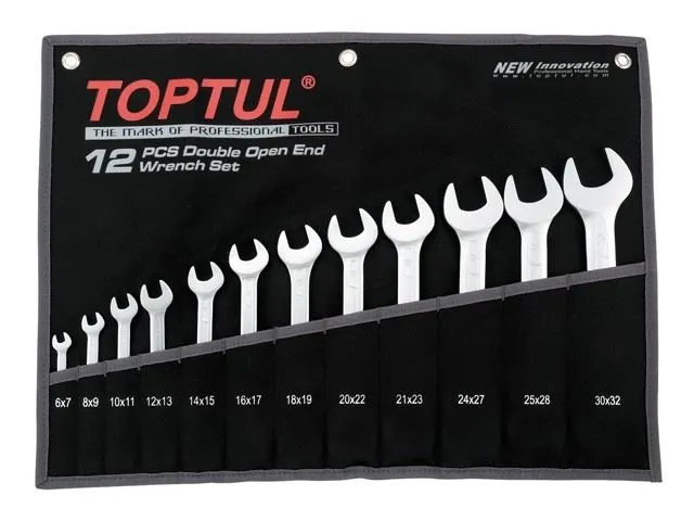 Набор ключей рожковых 6-32мм 12шт (черное полотно) TOPTUL (GPAJ1202)